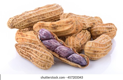 Peanuts on white ground