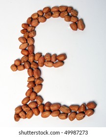 Peanuts in the shape of a pound sign to indicate the low value of the UK pound