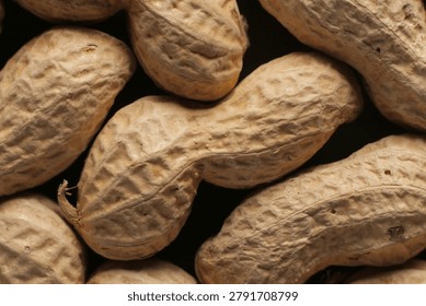 Peanuts with shells close up studio shot over
