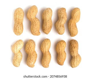 peanuts in shells on white background