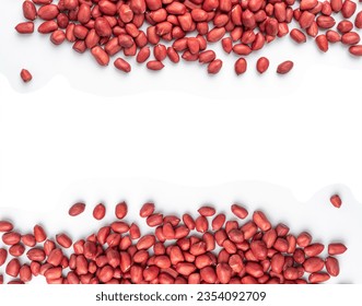 Peanuts Texture Background, Roasted Arachis Nuts Pattern, Pea Nut Mockup, Whole Groundnuts Banner, Red Peanut Top View with Copy Space