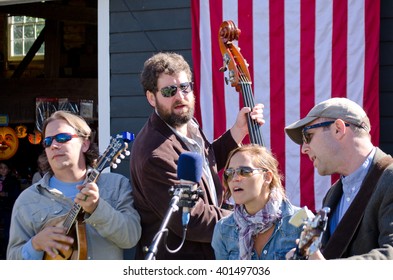 Peapack, NJ September, 2015, A Bluegrass Band Performs At An Outdoor Festival