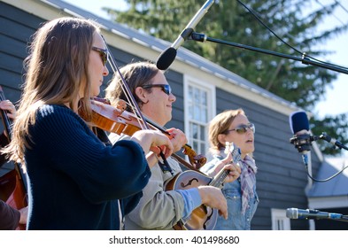 Peapack, NJ September, 2015, A Bluegrass Band Performs An An Outdoor Festival