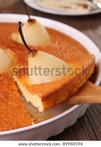 Similar – Foto Bild Geschnittener Birnenkuchen auf einem Küchentuch über der Aussicht