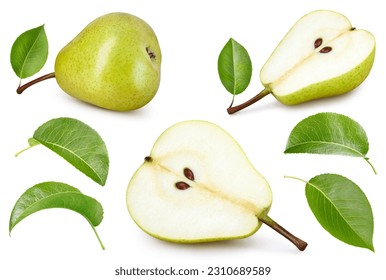 Pear collection Clipping Path. Pear isolated on white background. Pear studio macro shooting - Shutterstock ID 2310689589
