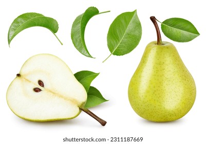 Pear collection Clipping Path. Pear isolated on white background. Pear studio macro shooting - Shutterstock ID 2311187669