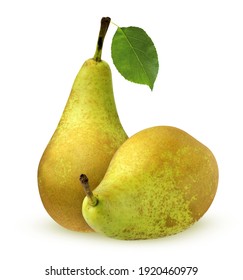 pear "conference", isolated on a white background with a clipping path. two whole fruits with a leaf. - Shutterstock ID 1920460979