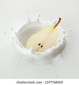 Pear Falls Into Milk, Yoghurt, Sour Cream, Splash