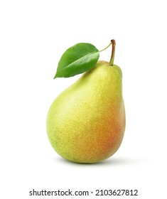 Pear with leaf isolated on white background. - Shutterstock ID 2103627812