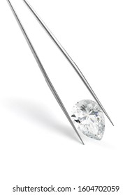 Pear Shaped Diamond In Tweezers