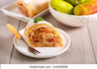 Pear Spicy Strudel, Sliced And Served