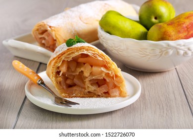 Pear Spicy Strudel, Sliced And Served