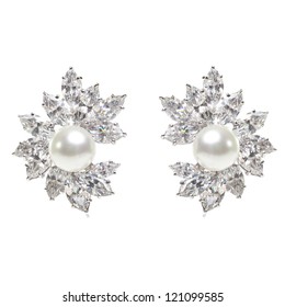 Pearl CZ Stud Earrings