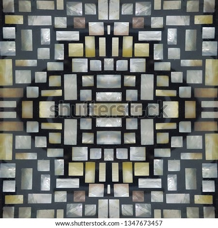 pearl mosaic wall panel, abstract black and white rectangles block pattern 