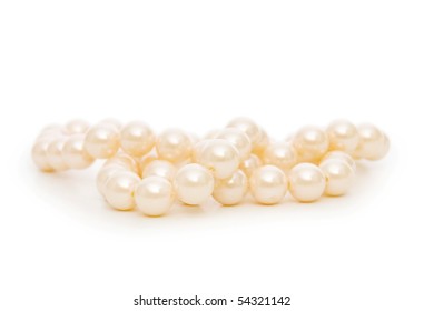 Pearl Necklace Isolated On The White Background