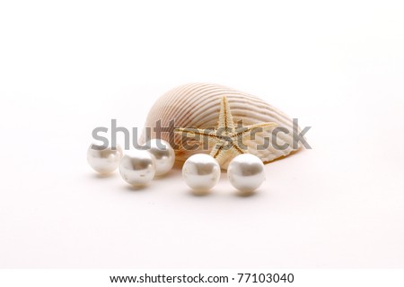Pearls in a shell. pearl and shells  .