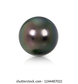 Pearl,Tahitian Black Pearl  On White Isolate