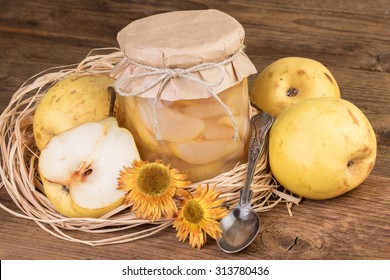 pears fruit compote rustic still life