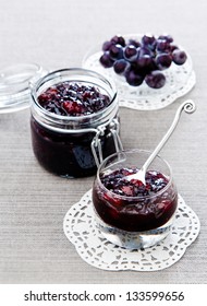 Pears Grape Jam In Glass Jar