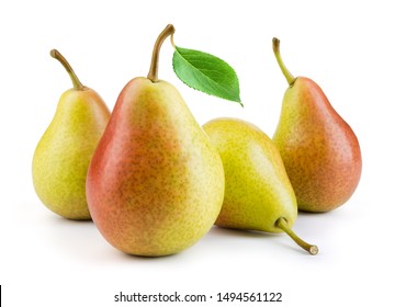 Pears isolated. Pears with leaf on white background. Full depth of field.  - Shutterstock ID 1494561122