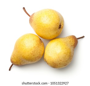 Pears Isolated On White Background. Rocha Pear. Top View