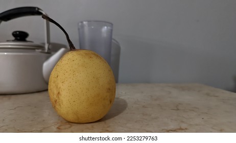 pears on the dinner table