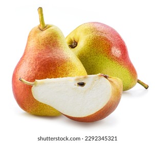 Pears and pear slice isolated on white background. - Shutterstock ID 2292345321