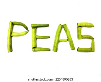 Peas font organic vegetable beans isolated on white background. - Shutterstock ID 2254890283