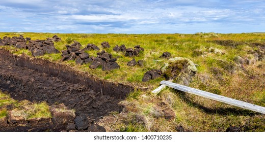 Peat Cutting Field In Scotland