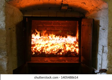 Peat Fire In A Whisky Distillery Kiln 