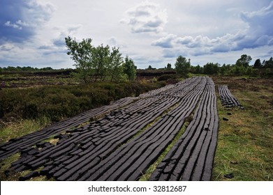 Peat Harvesting At Bog Near Drumlish, Co.Longford, Ireland