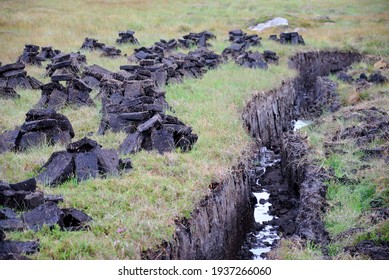 A Peat Or Turf Stack On The Isle Of Lewis, Scotland, UK