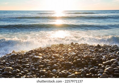 Pebble beach on the sea - Shutterstock ID 2257971137