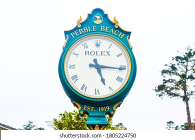 Pebble Beach Rolex Timepiece With Roman Letters Established In 1919, Pebble Beach, Del Monte Forest, CA, 2020