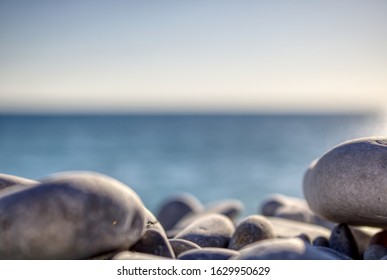 Pebble On A Beach With Sea In The Background In The South Of France