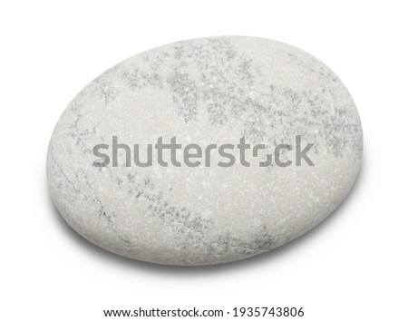 Pebble. Smooth gray sea stone isolated on white background with shadows, clipping path  for isolation without shadows on white