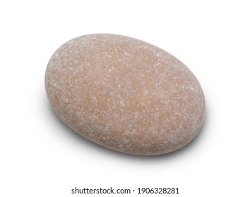 Pebble. Smooth red  sea stone isolated on white background with shadows, clipping path  for isolation without shadows on white