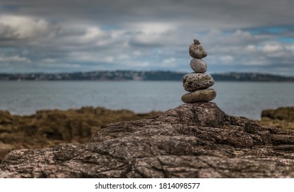 Pebble stack on a rock