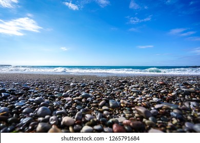 Pebbles On Beach, Low Angle 