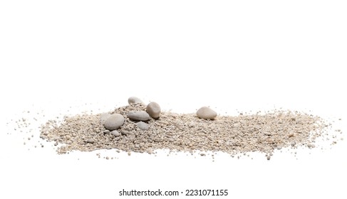 Pebbles and sand pile isolated on white  - Powered by Shutterstock