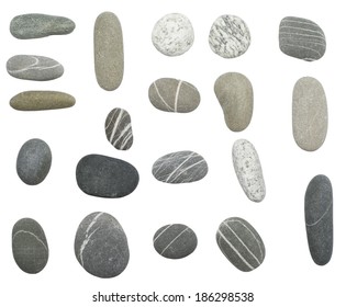 pebbles stones on white background
