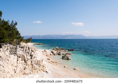 Pebbly Beach in Rabac, Istria region , Croatia    