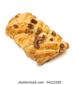 Pecan Danish Plait Isolated Against White Background.