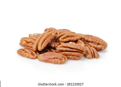 Pecan Halves Isolated On A White