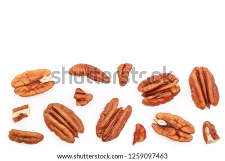 pecan nut isolated on white background with copy space for your text. Top view. Flat lay 商業照片 © 