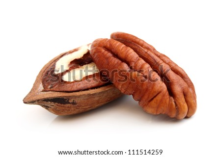 Pecan nuts on a white background 商業照片 © 