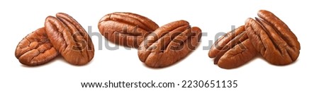 Pecan nuts set isolated on white background. Package design elements with clipping path