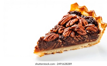 Pecan pie is a pie of pecan nuts mixed with a filling of eggs, butter and sugar typically corn syrup. commonly served at holiday meals in the United States and is considered a specialty of Southern US - Powered by Shutterstock