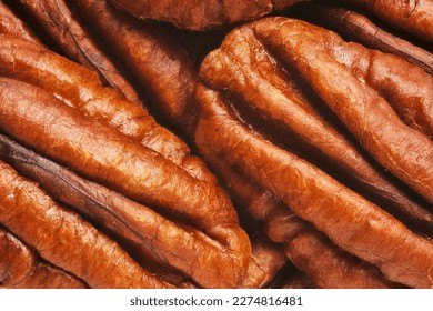Pecan walnut kernels close up macro