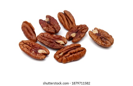 Pecans isolated on white background